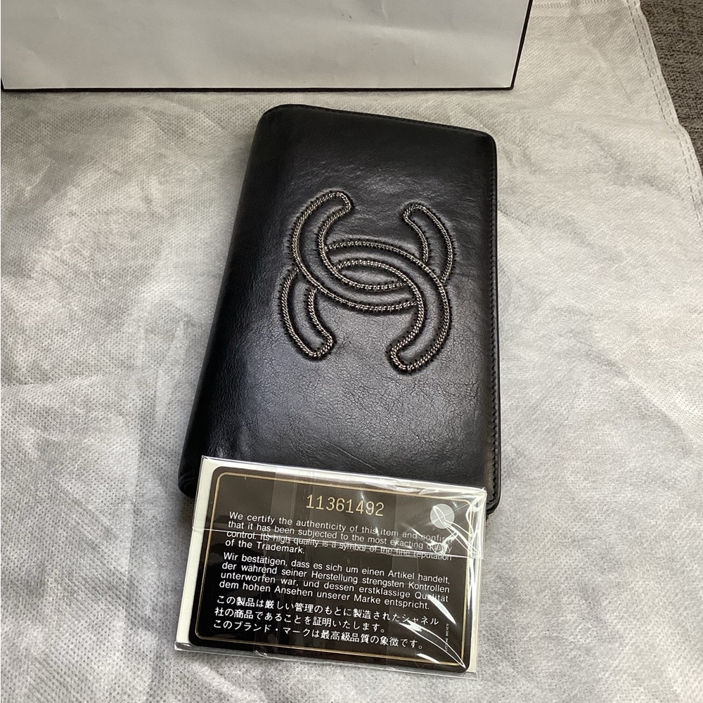 CHANEL Lambskin Leather Coco Mark Long Wallet